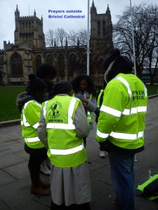 Prayers outside Bristol Cathedral